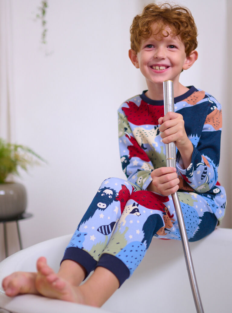Ensemble pyjama bleu marine phosphorescent à imprimé animaux