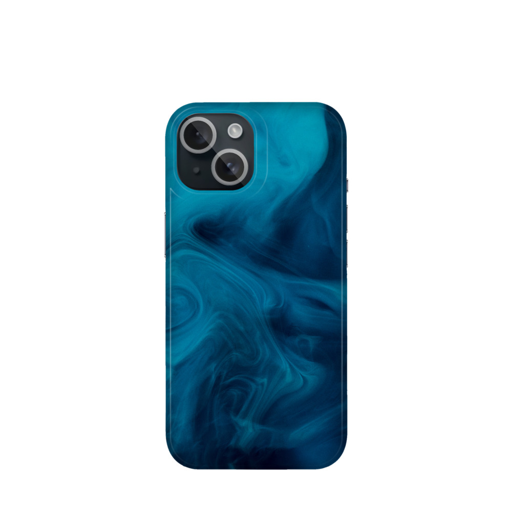 iPhone 15 Kunststoff Hülle Mystic Marmor - Blau
