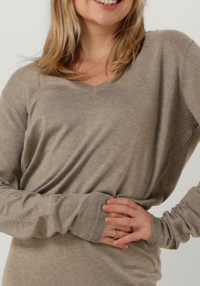 MINUS bruine minus midi jurk vilena v-neck knit dress