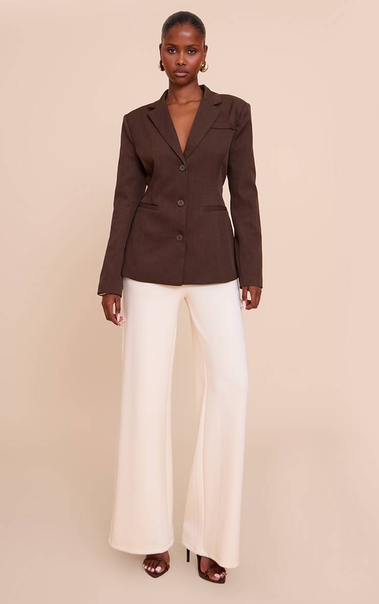 Marron Foncé Blazer Cintré Dans Le Dos À Simple Boutonnage