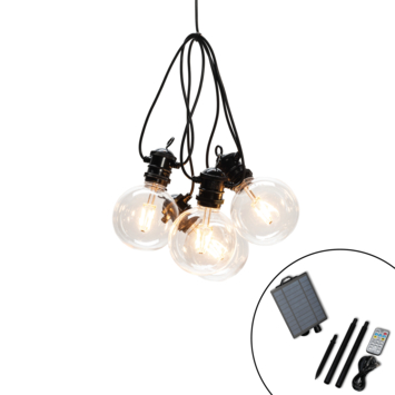 Konstsmide feestverlichting lichtketting 10 LED lampen extra warmwit met USB solarpanel 5 m
