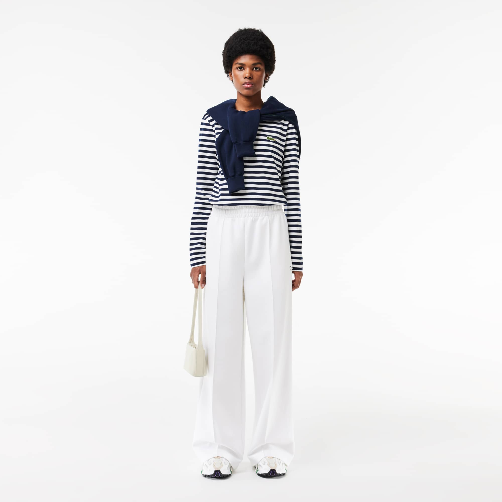 T-shirt manches longues femme Lacoste à rayures en jersey de coton T-Shirts - Bleu - Lacoste - Femme