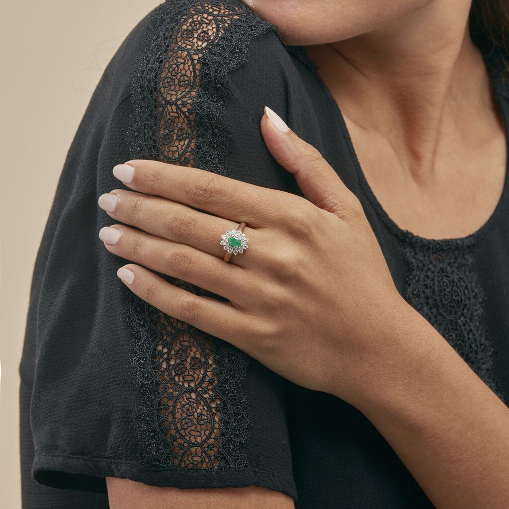 Bague Ivan Or Jaune Emeraude Et Diamant