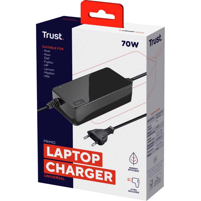 Trust Primo adaptateur de puissance & onduleur Intérieure 70 W Noir