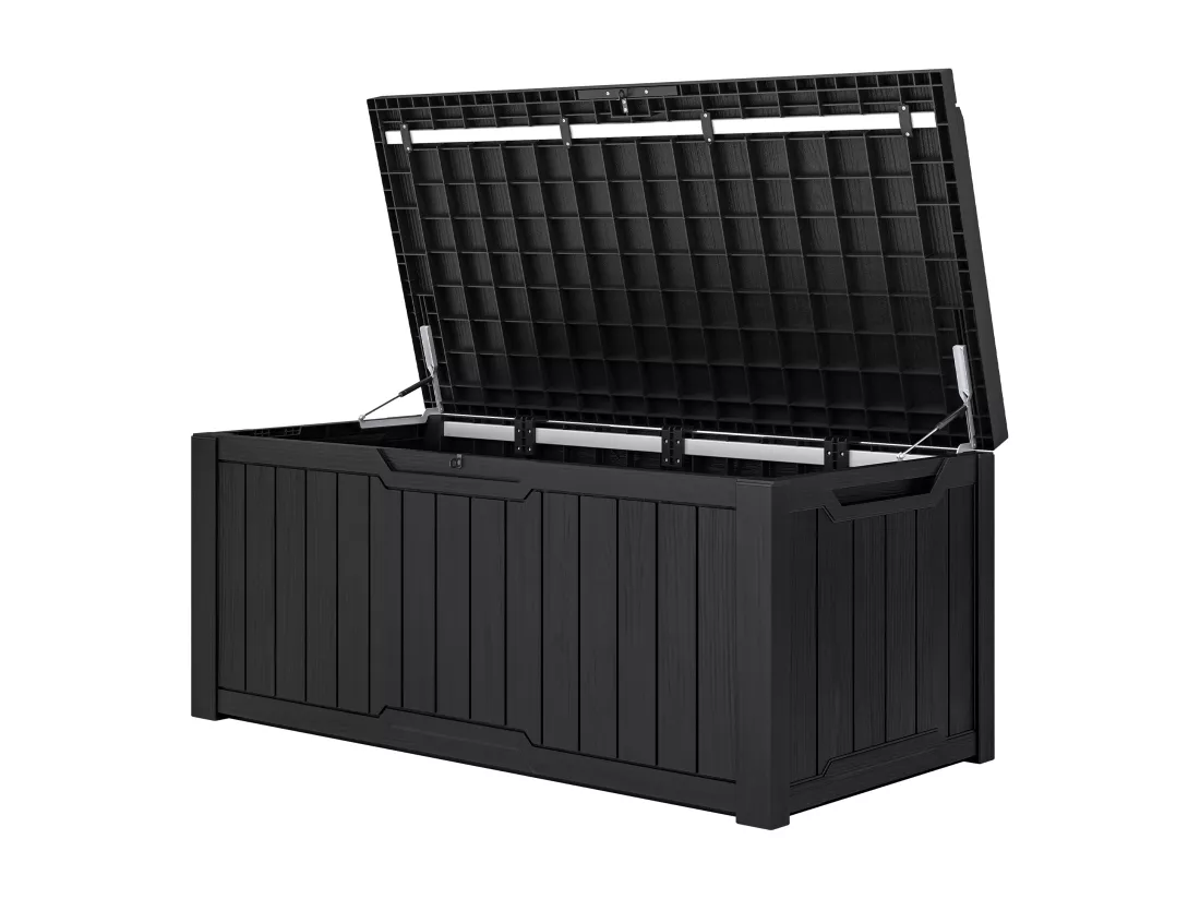 YITAHOME Boîte de Rangement Extérieure avec Coussin - Coffre de jardin - 142 x 67.5 x 60 cm - Verrouillable - Noir