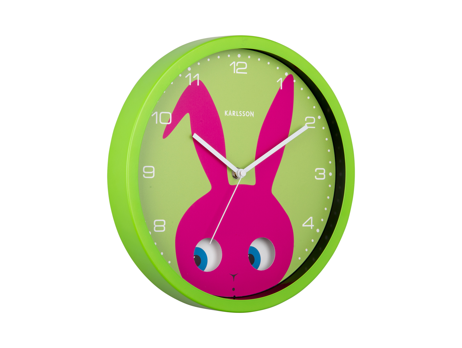 Wall clock Peekaboo Bunny dark green