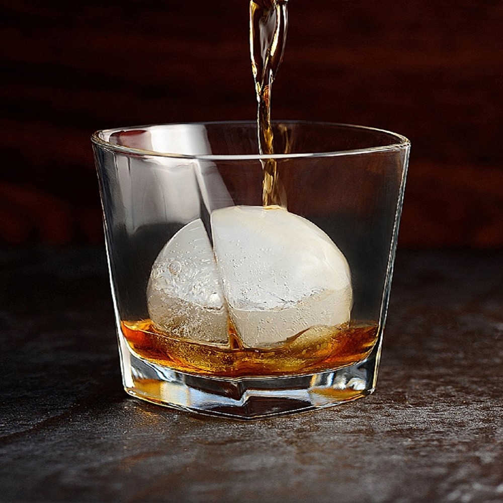 (4-fach) 3D Silikon Eiswürfel Form DIY Ice Cube Tray mit Deckel für Cocktails / Whisky / Softgetränke - Kugel