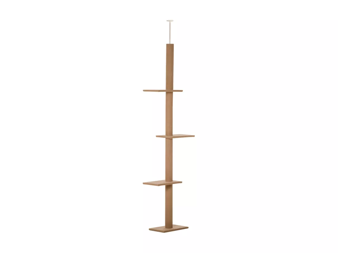 Arbre à chat poteau à griffer hauteur réglable dim. 43L x 27I x 228-260H cm 4 niveaux d'activités marron