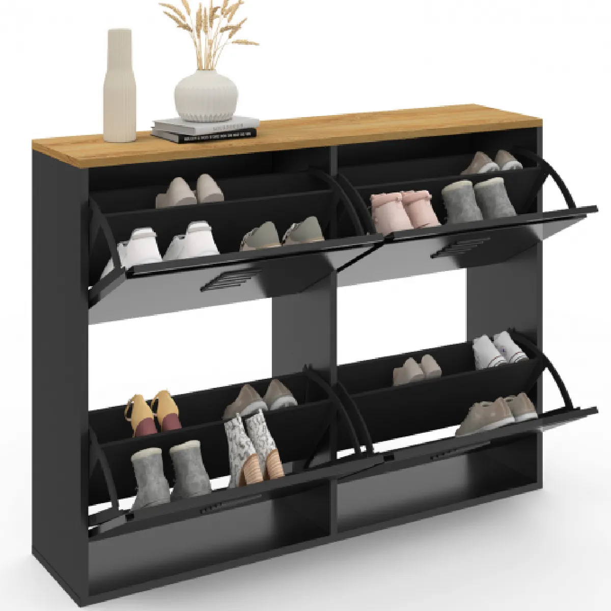 Idmarket MARKET Meuble à Chaussures ESTER - Métal Noir