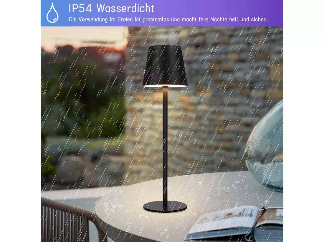 NETTLIFE Lampe de Chevet à Batterie sans Fil， Lot de 2 - LED RGB 2600mhA Lampe de Table d'extérieur Rechargeable Tactile Dimmable Noir USB