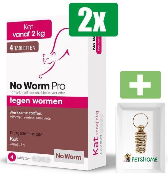 No Worm Pro - Ontworming Tabletten - Kat - Vleessmaak - 2 kg en meer