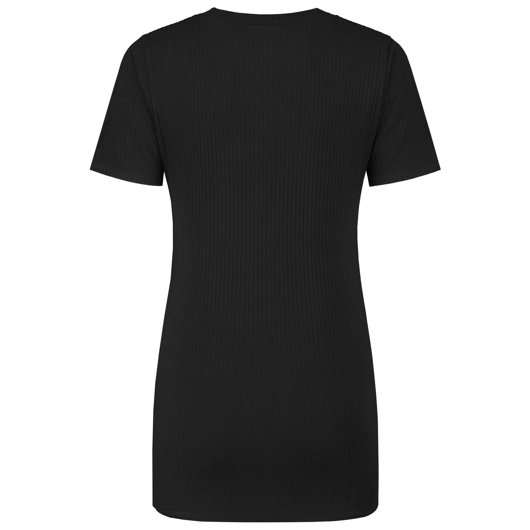 Prénatal zwangerschaps T-shirt rib korte mouwen effen zwart