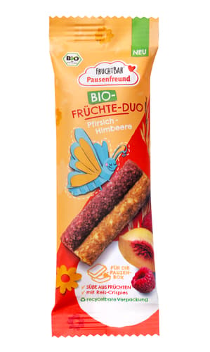 FruchtBar Pausenfreund Bio-Früchte-Duo Pfirsich, Himbeere