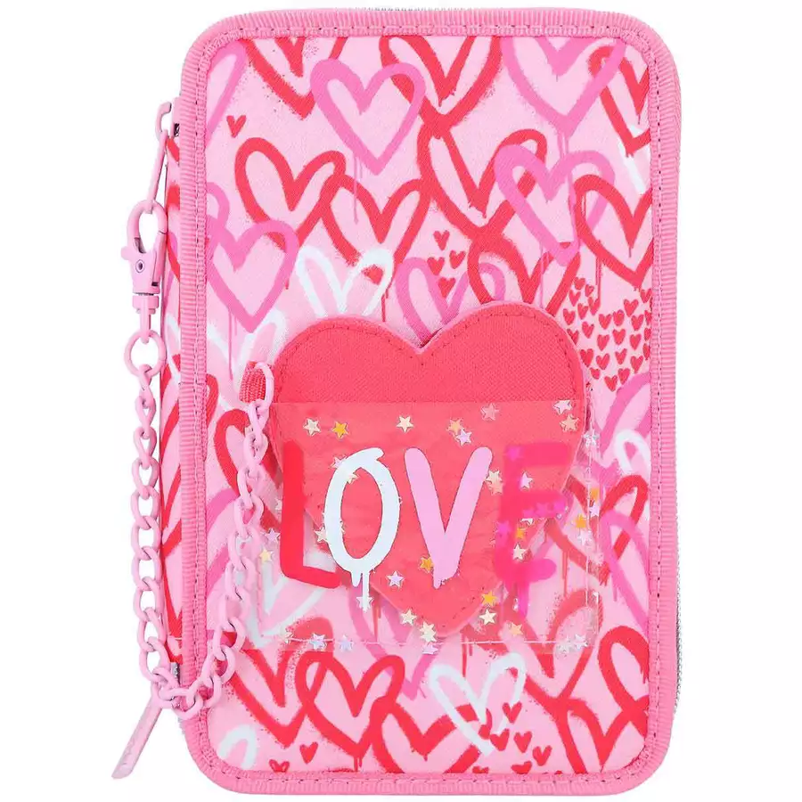 Depesche 3-Fach Federtasche mit Stifte TOPModel 20 x 13 cm pink