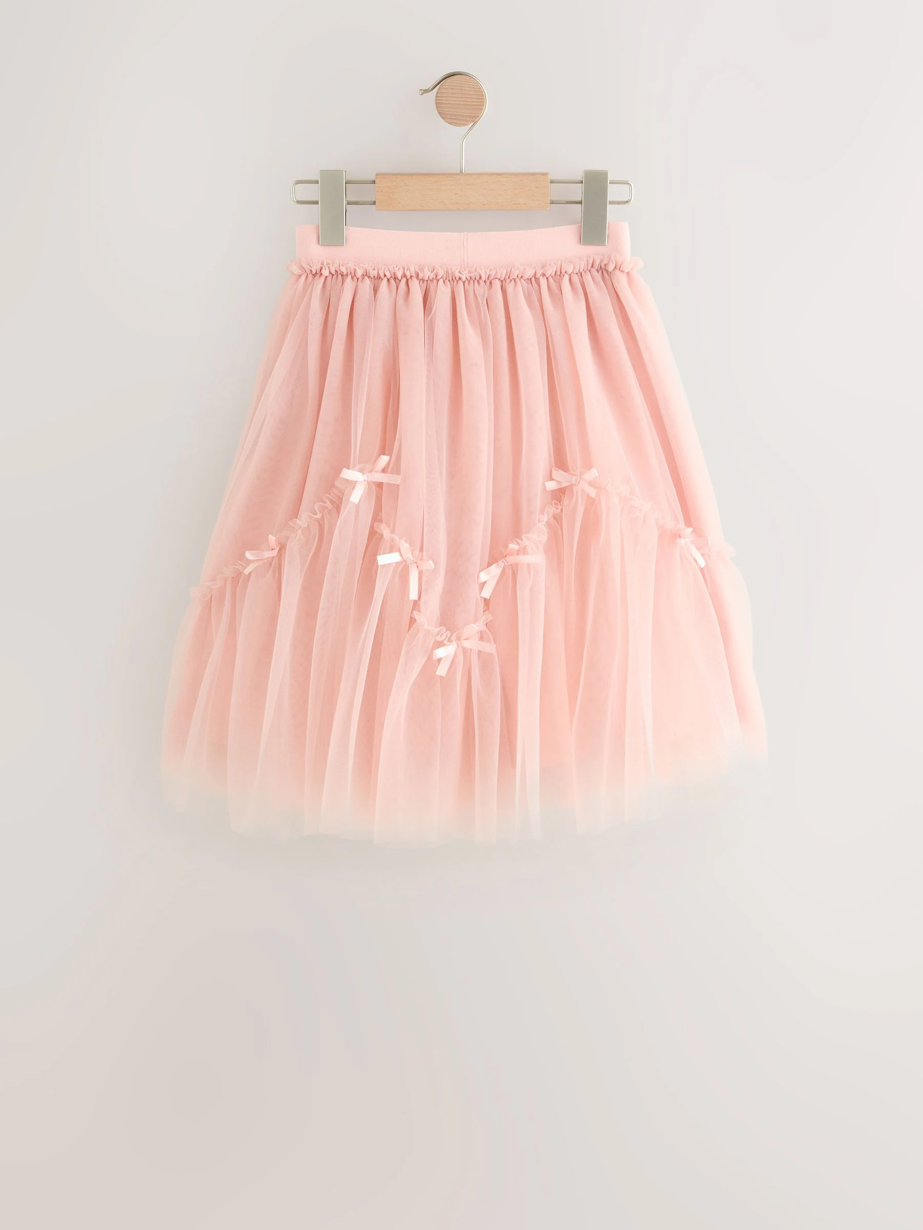 Roze - Mesh rok met strikdetail (3-16jr)