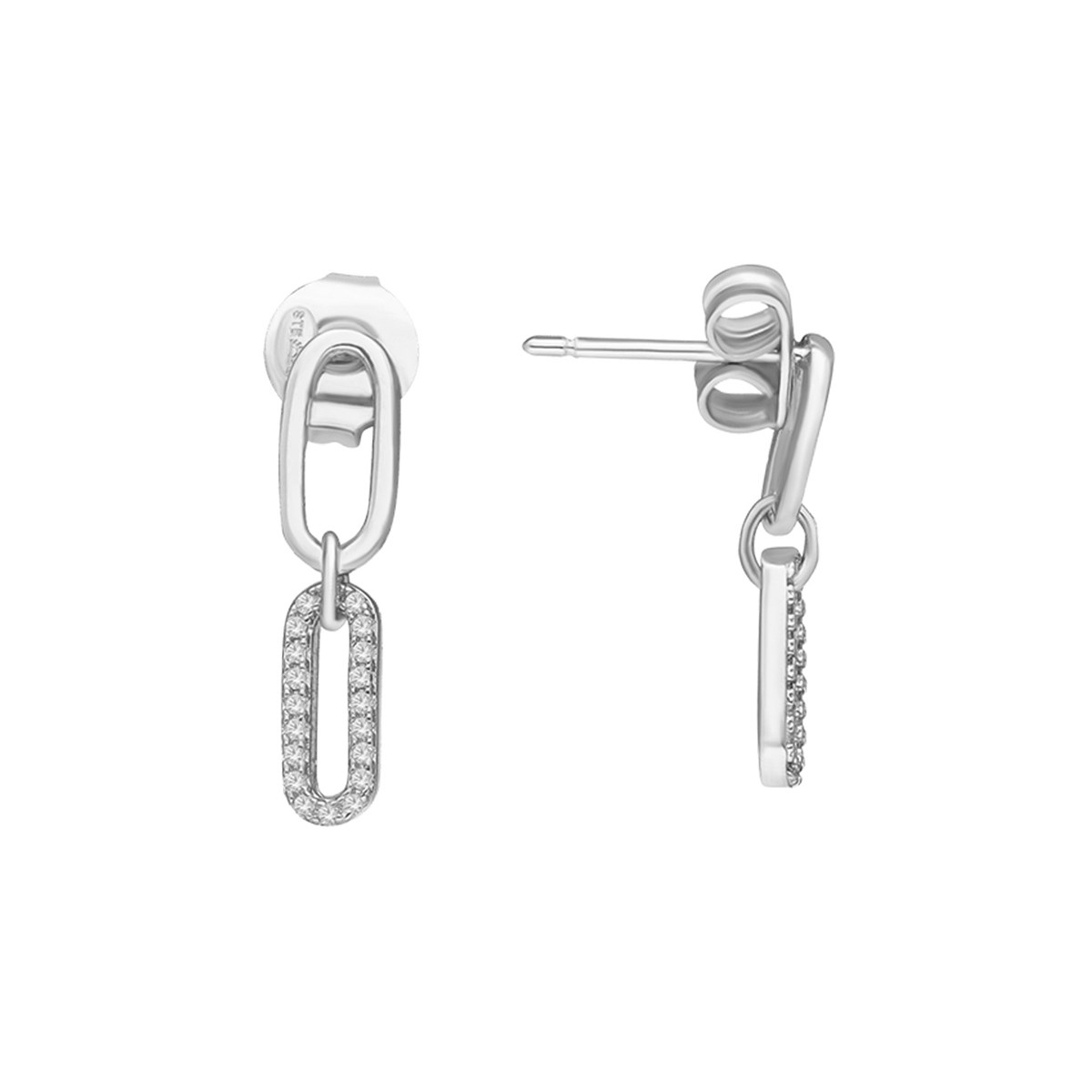 Boucles D'oreilles Argentées Chaines Ovales