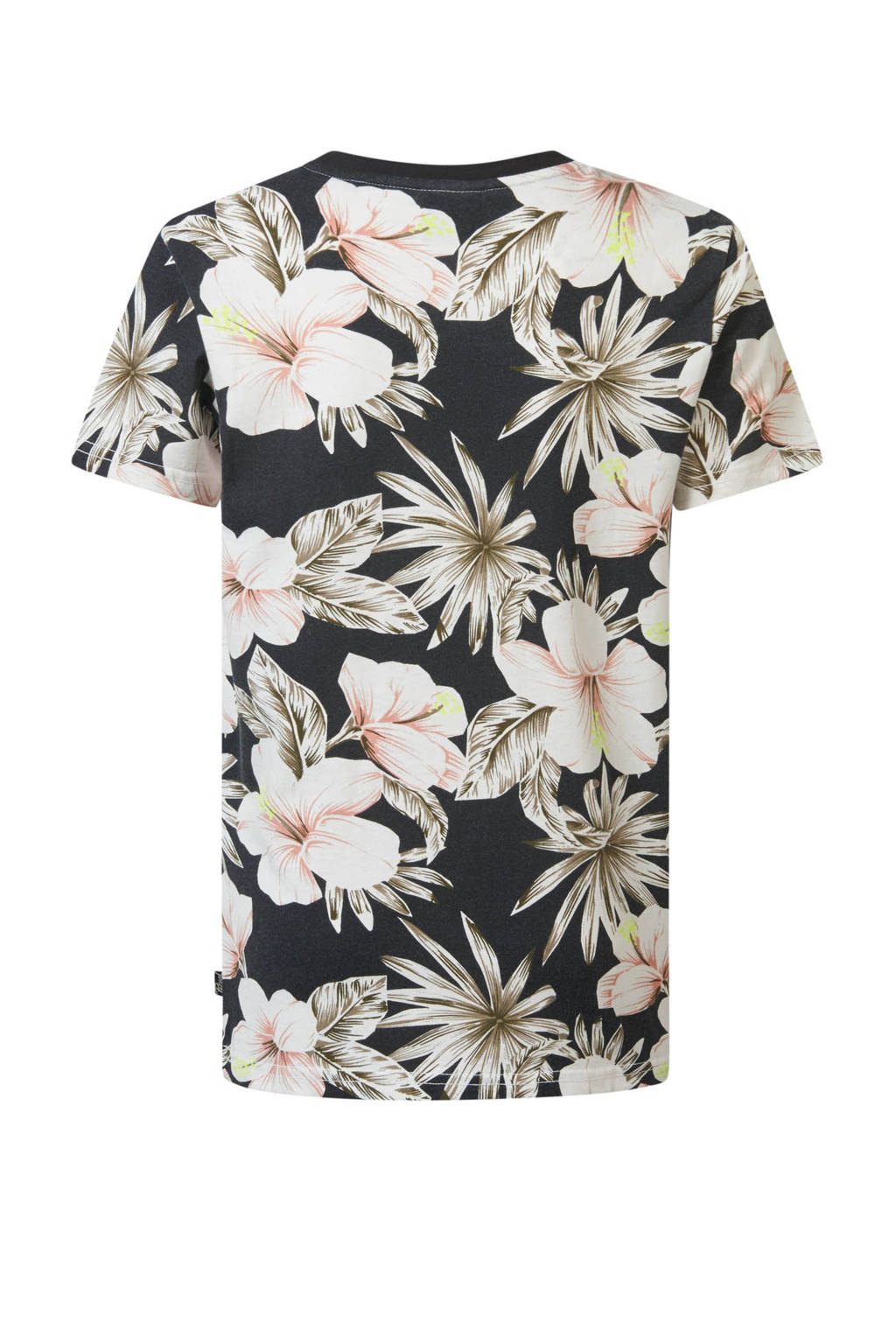 Petrol Industries T-shirt met all over print donkergrijs/oranje/wit