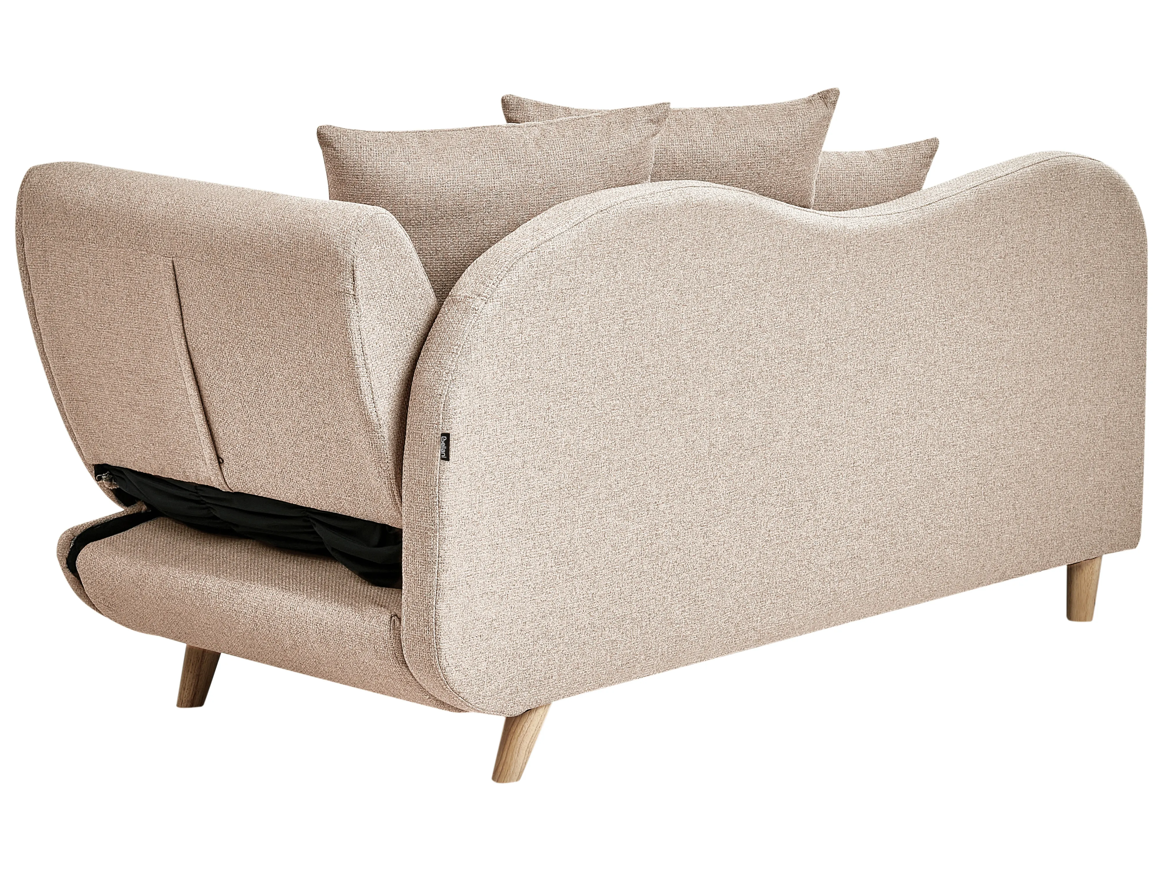 Rechtszijdige chaise longue MERI Kunstlinnen Lichtbruin met opbergruimte