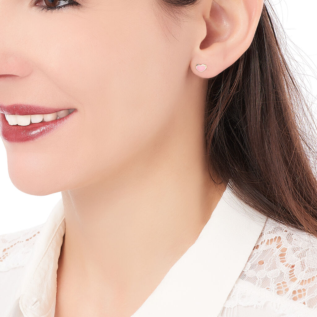 Boucles D'oreilles Puces Coeurs Or Jaune