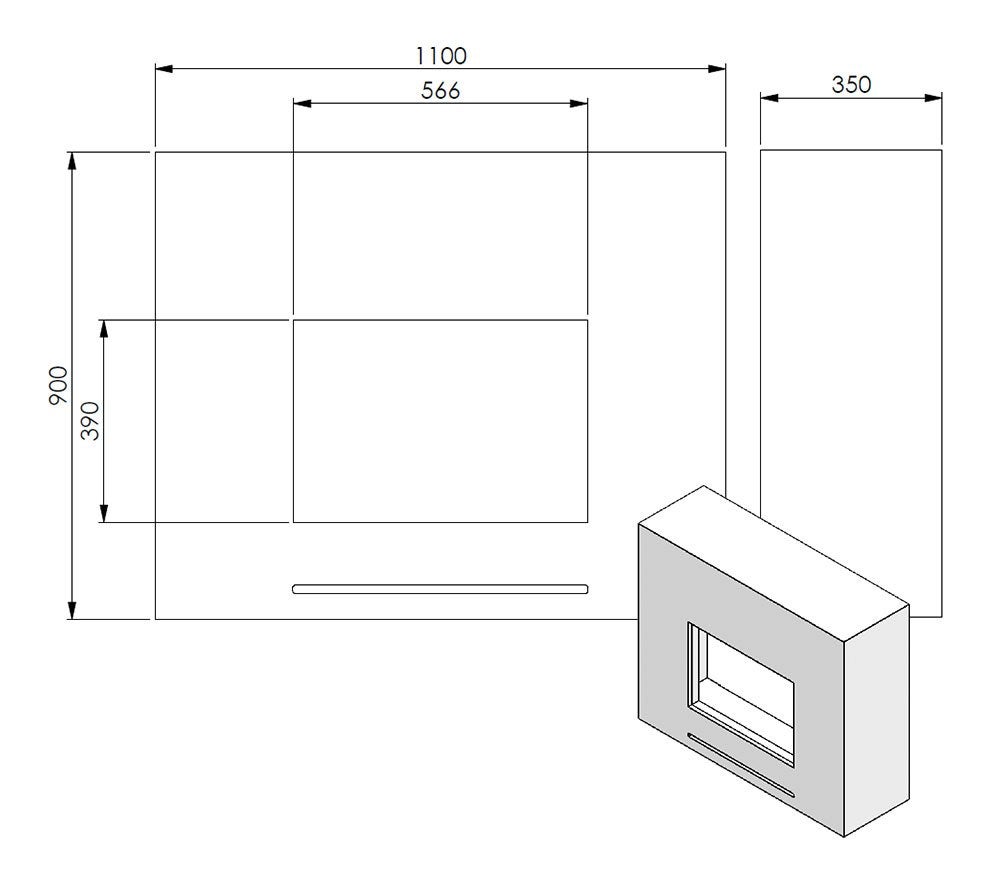 GLOW FIRE Elektrische haard 'Lessing' | Waterdamphaard met kachel in wit als vrijstaande haard | HxBxD: 90x110x35 cm