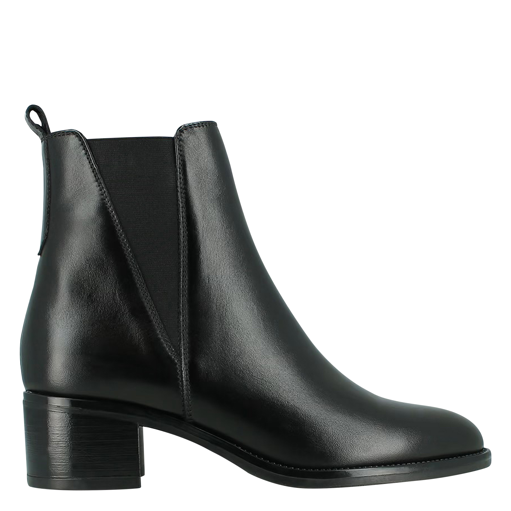 CHILO - Boots à talons en cuir lisse| Noir