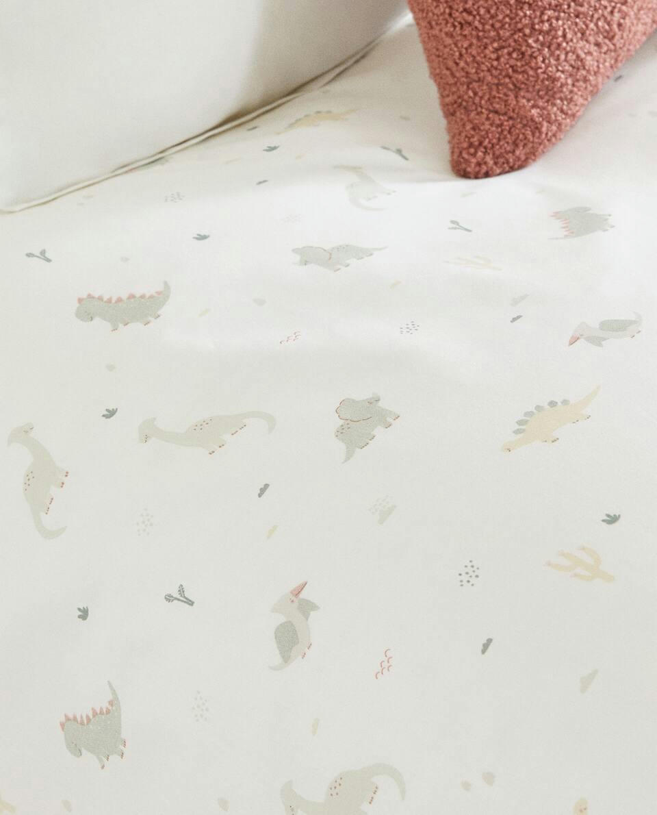 LENÇOL PLANO COM ESTAMPA DE DINOSSAURO