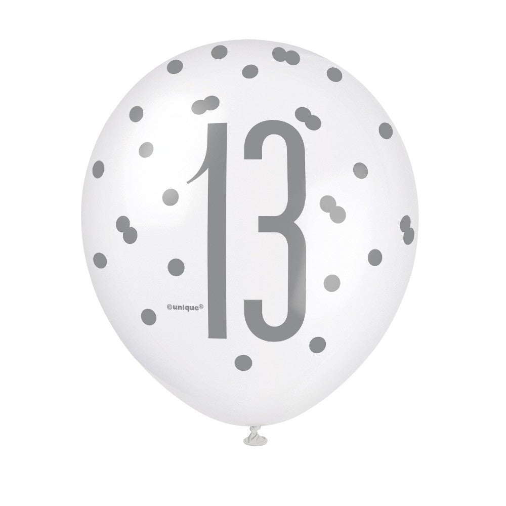 Ballonnen 13 Jaar Stippen 30cm 6st