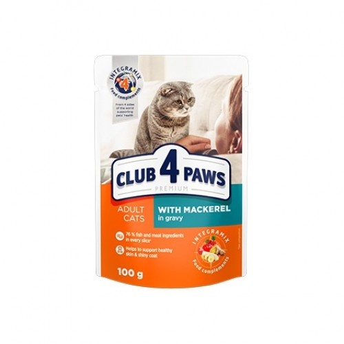 Ração úmida para gatos Club 4 Paws sabor cavala ao molho