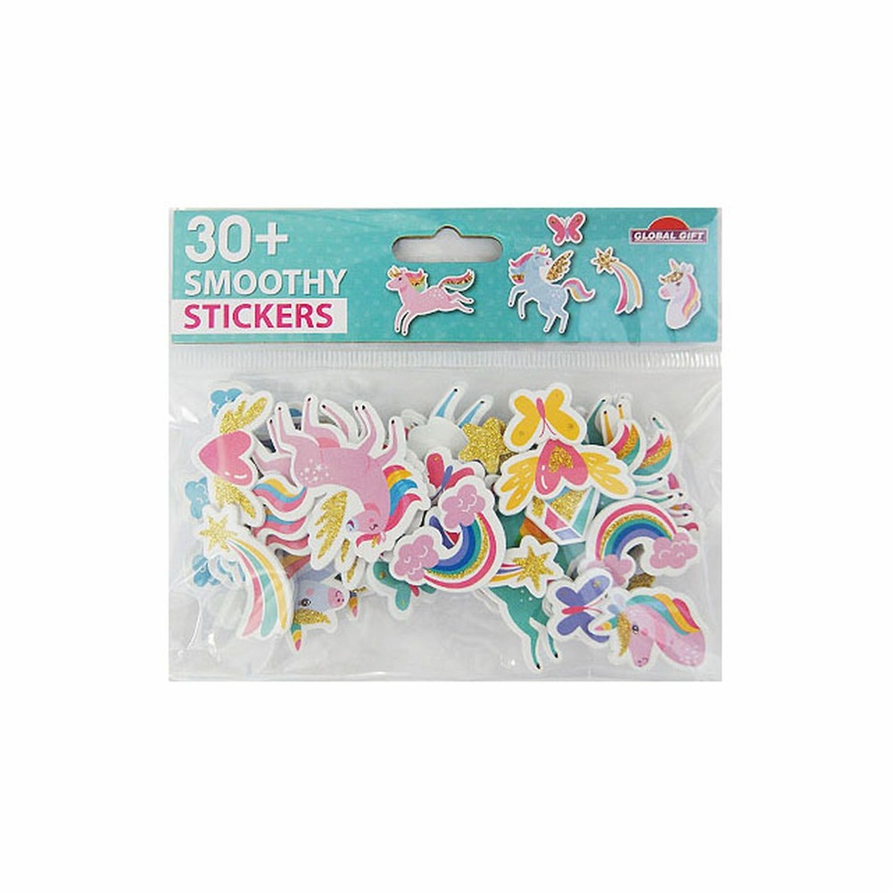 30 autocollants - mousse eva - licornes - paillettes