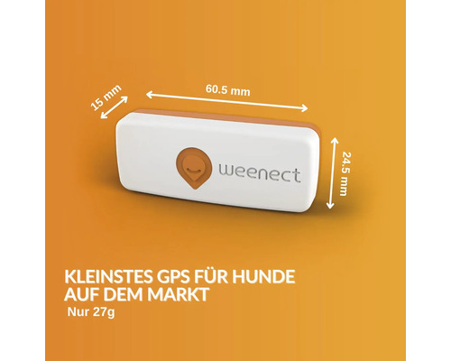 GPS tracker weenect voor honden, 28 g, 6 x 2,4 x 1,5 cm, wit