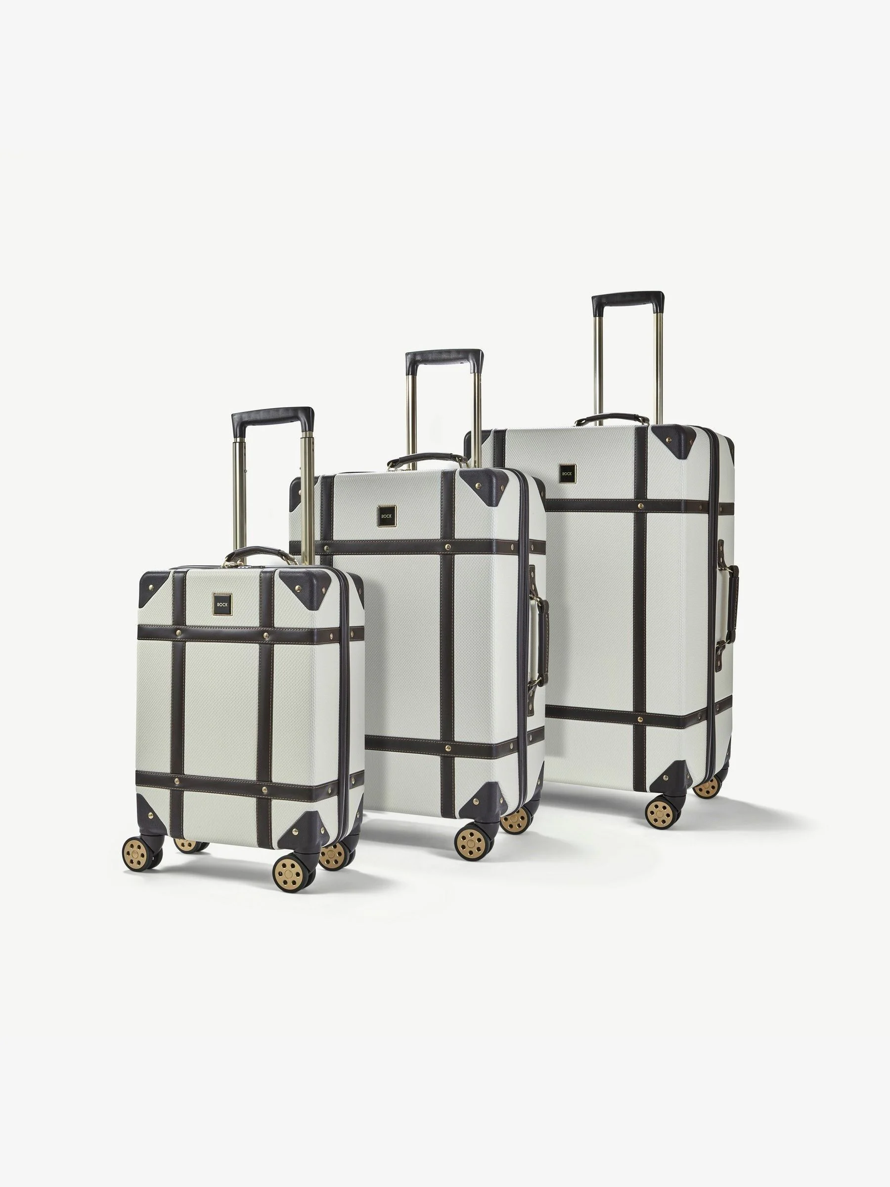 Crème - Rock Luggage set van 3 vintage koffers