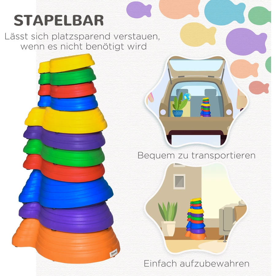 Outsunny Balance Fluss-Steine stapelbar bunt