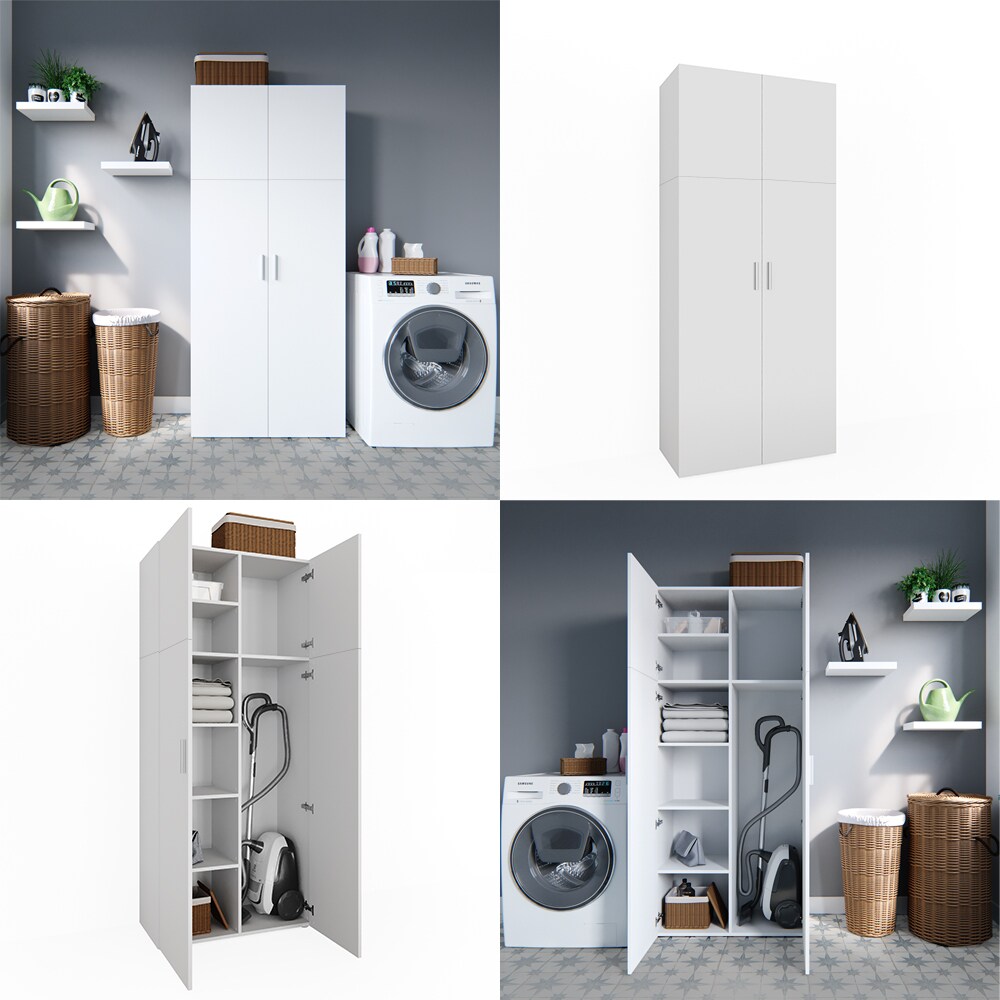 Vicco Schrank Ingo weiß - 2 Türen Universal Mehrzweckschrank Putzschrchrank
