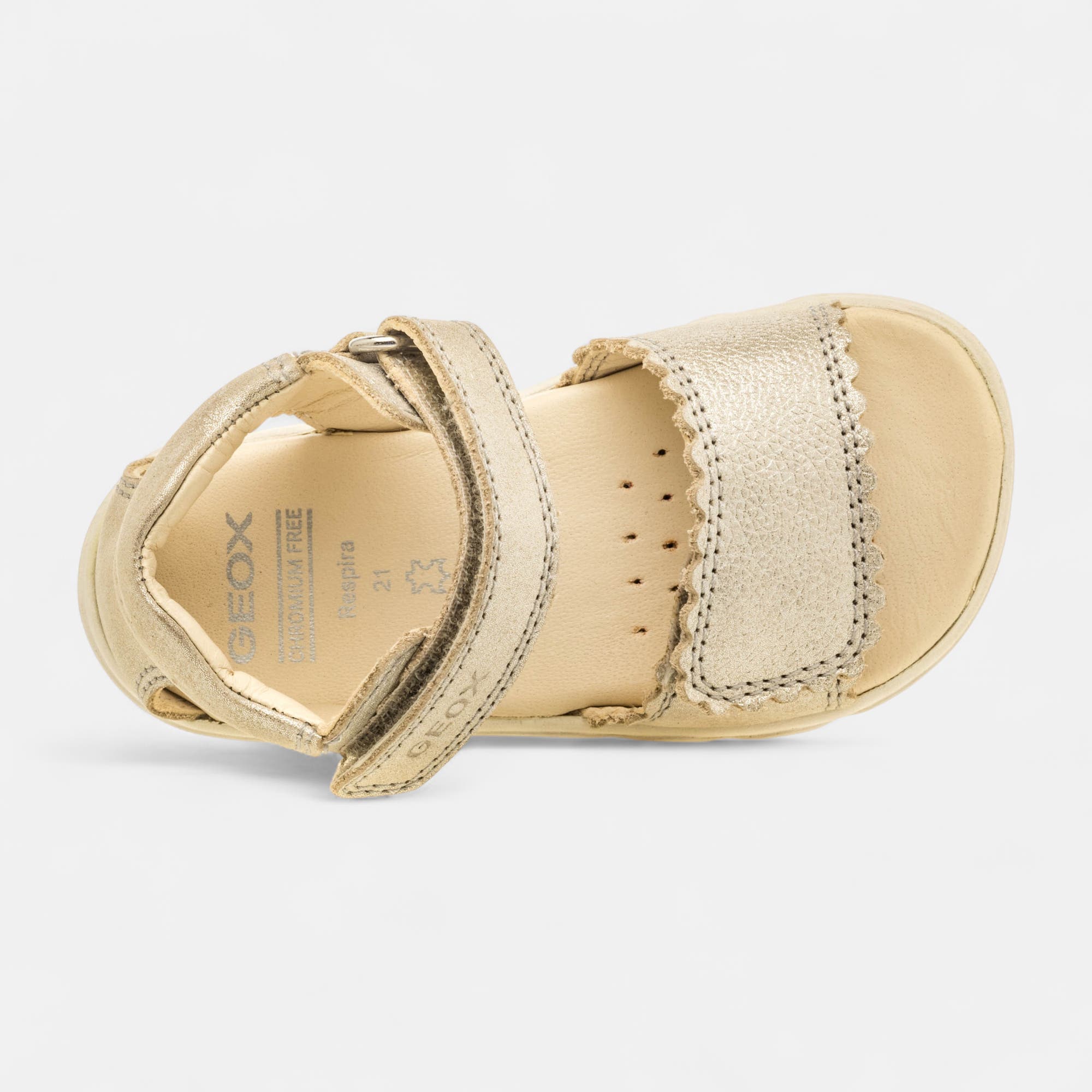 Nu-pieds Fille en cuir beige