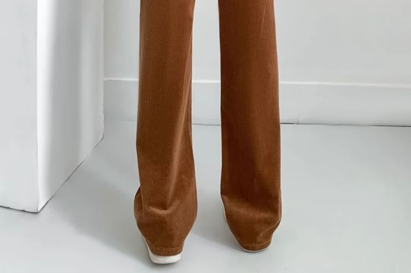 Ulark - Hoge taille effen corduroy rechte broek