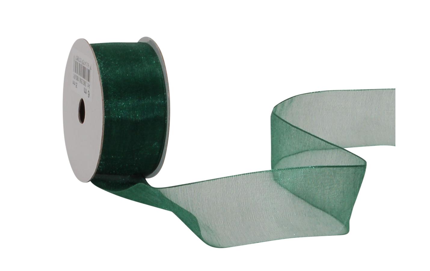 Organzaband Organsa 25 mm x 6 m, DunkelgrünBand für Geschenke