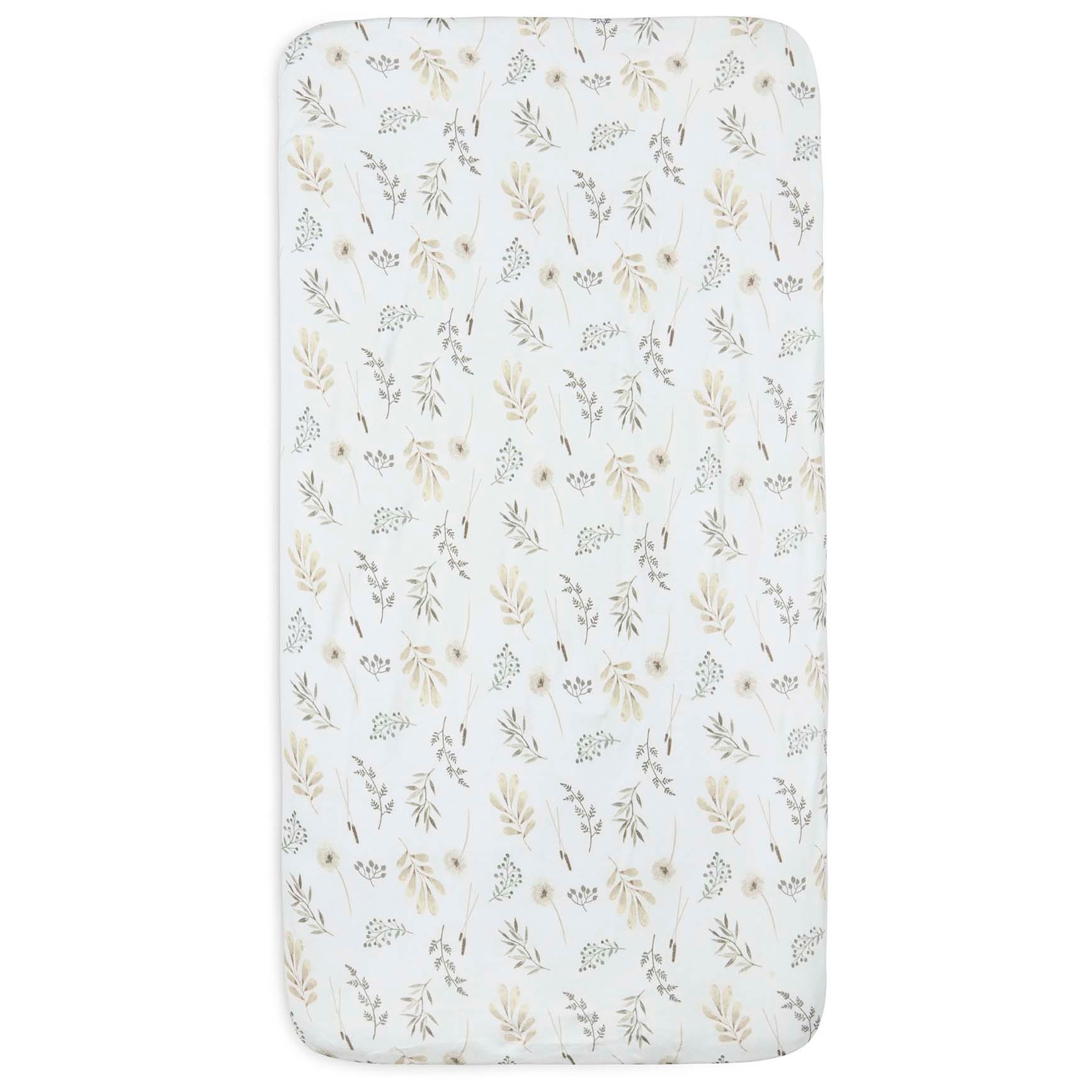 Jollein wieg hoeslaken Wild Flowers wit