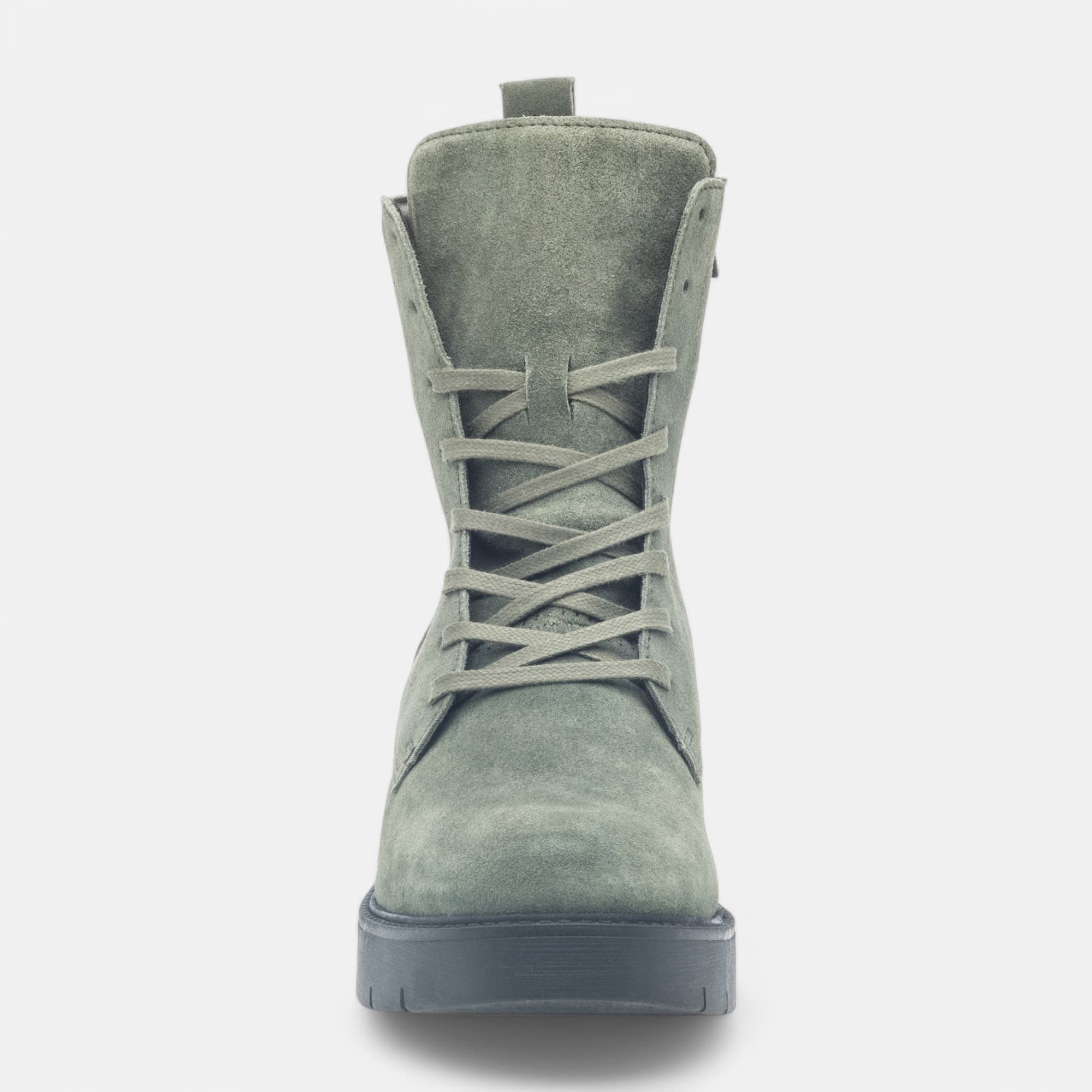 Bottines à lacets à talon Femme en cuir vert