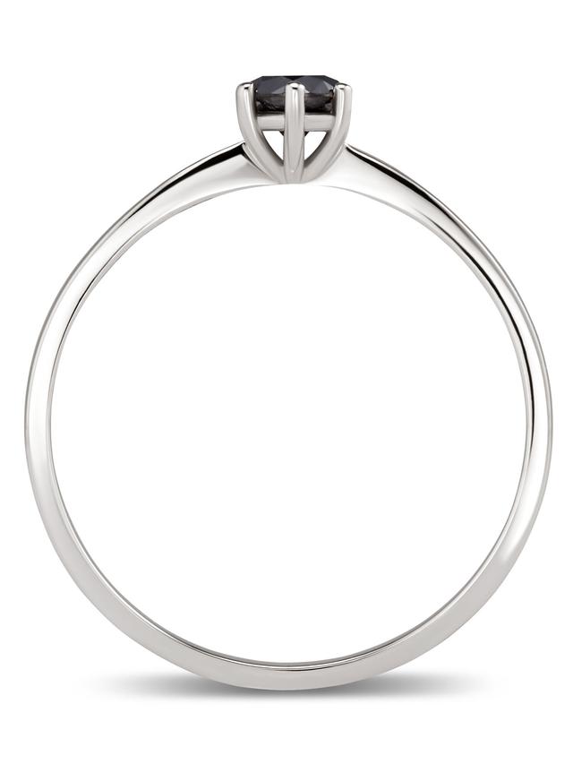 Solitär-Ring, schwarzer Diamant, Weißgold 585
