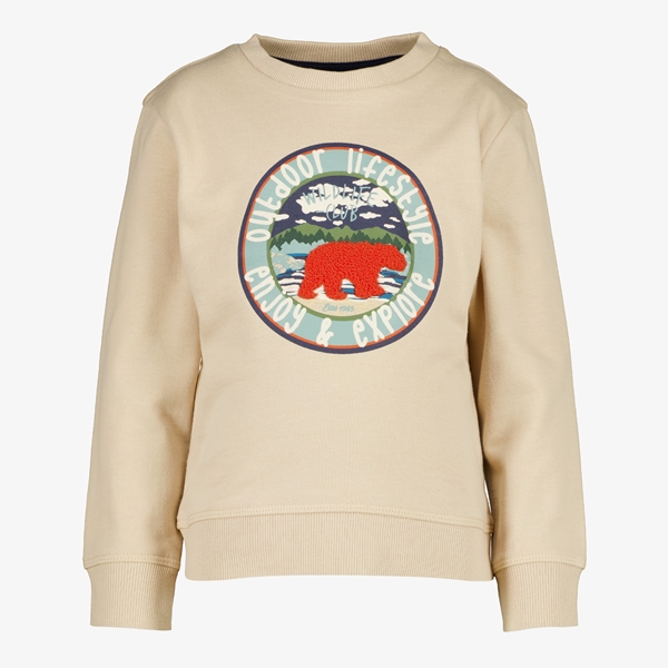 Unsigned jongens sweater beige met bosprint