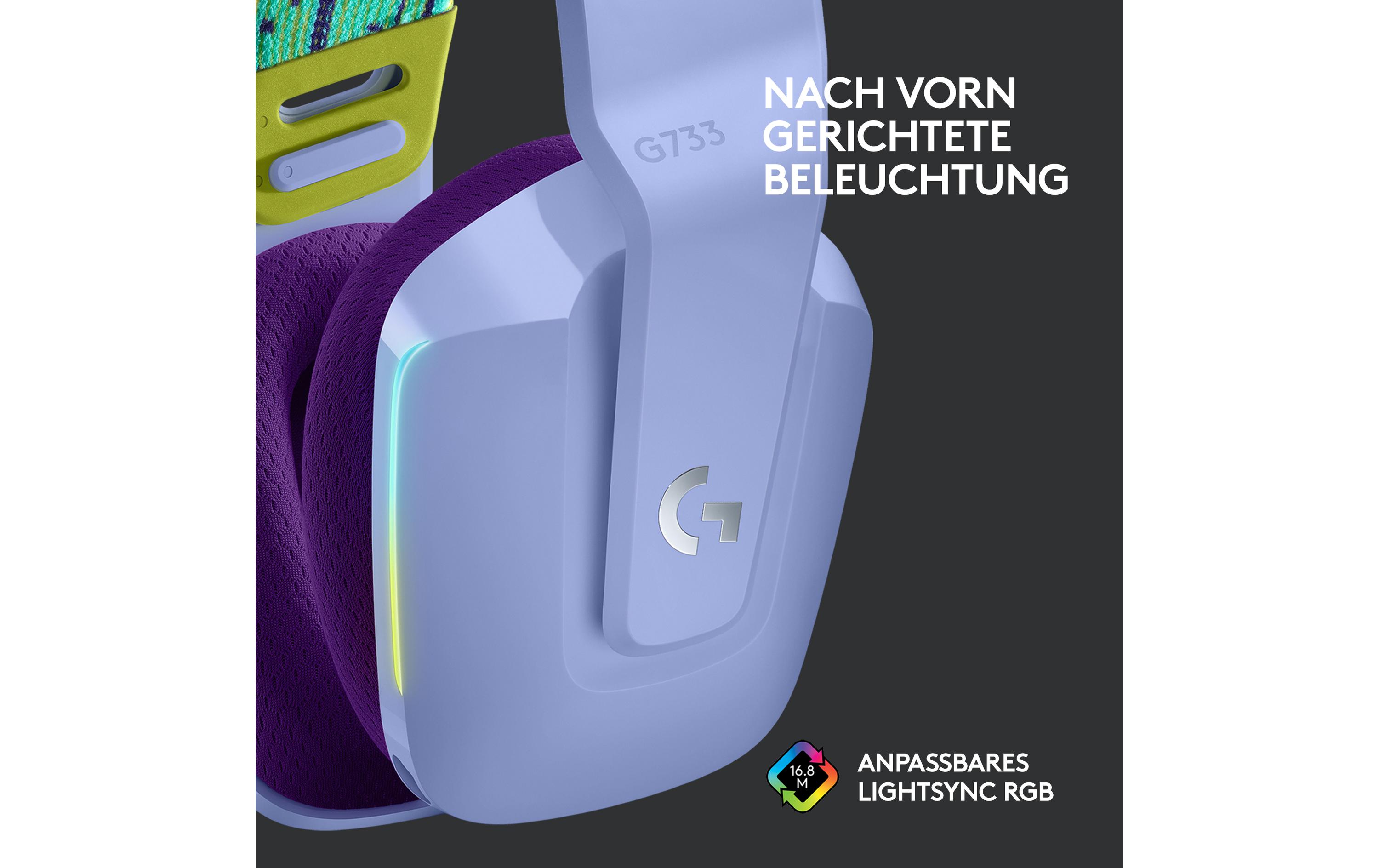 Headset G733 Lightspeed Lila<br>Wireless-Gaming-Headset mit DTS 7.1 Surround-Sound und RGB Beleuchtung