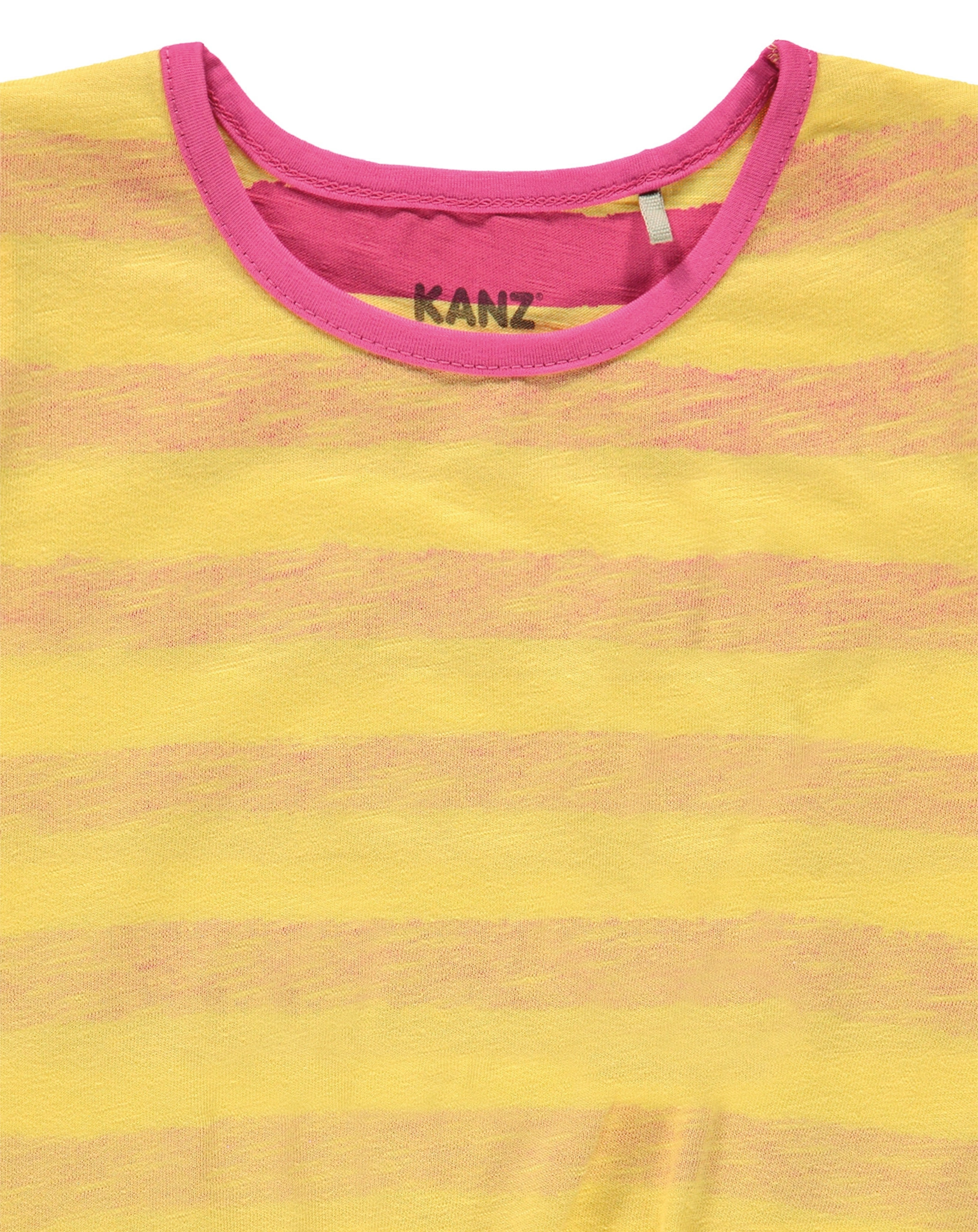 T-Shirt LOVE & HAPPINESS gestreift in gelb/pink