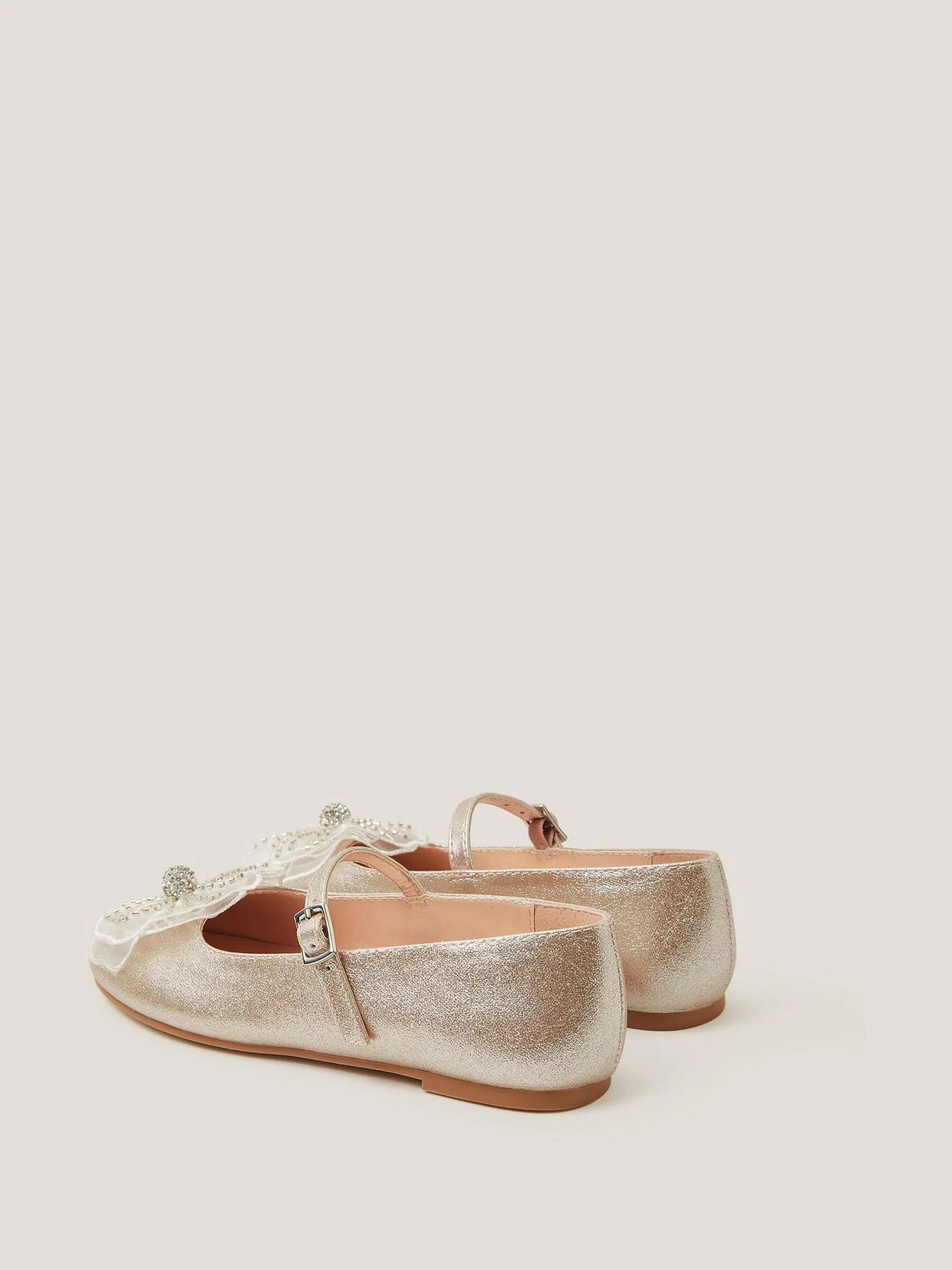 Monsoon Beaded Floral Metallic Ballet Flats Shoes