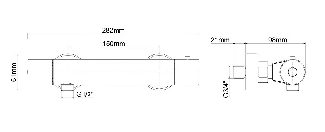 Mueller Round thermostatische douchemengkraan met cooltouch chroom