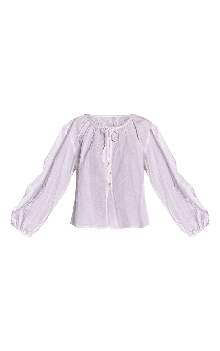 Blanc Ensemble Coordonné Blouse En Coton À Manches Longues