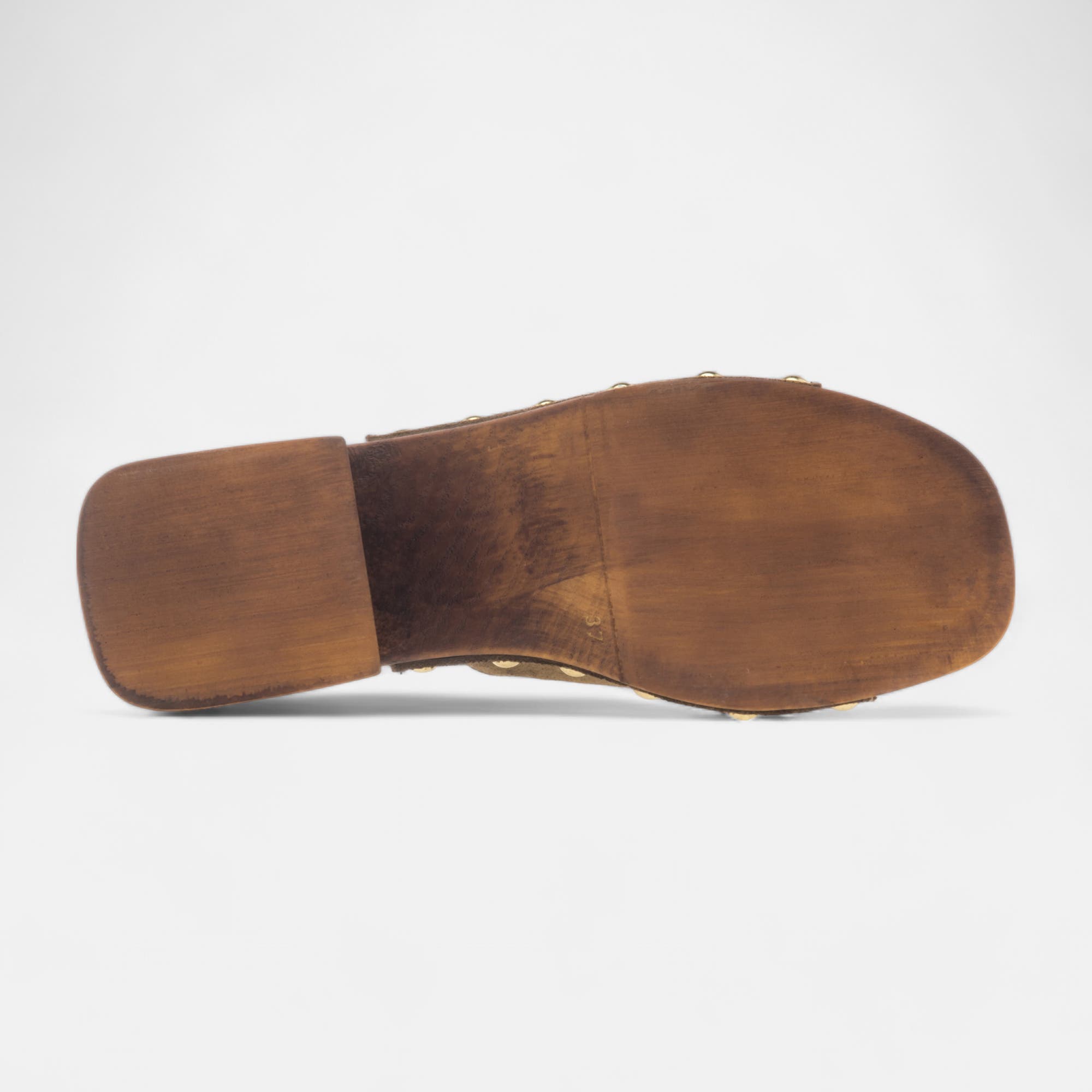 Chaussures semelle bois à talon compensé Femme en cuir kaki