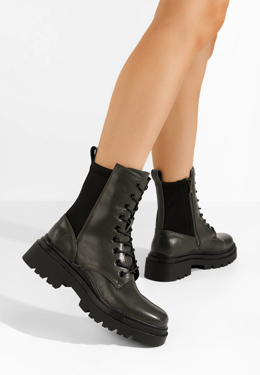 Bottines rangers femme vert Flaviana