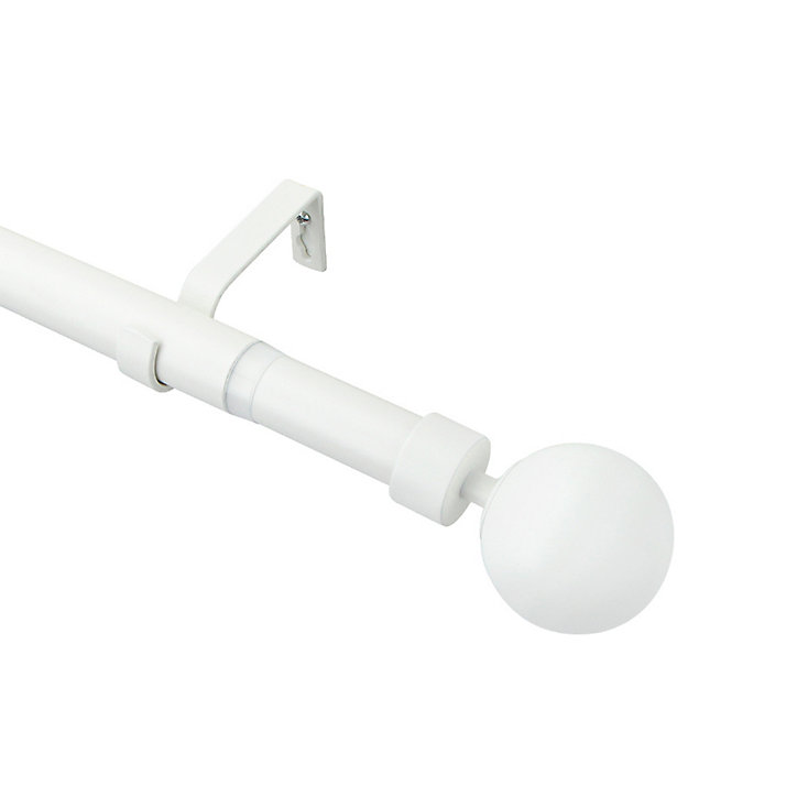 Kit de tringle à rideau extensible embout boule GoodHome 120/210cm, ⌀25/28mm blanc