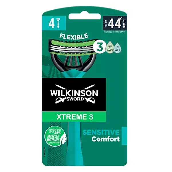 Aparelhos de barbear descartáveis ​​Wilkinson Xtreme 3 Pure Sensitive (4 unidades)