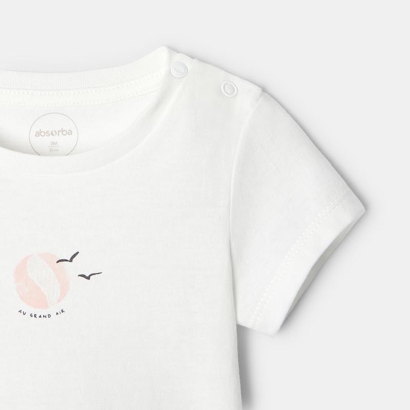 T-shirt manches courtes en coton bio rose mixte Absorba